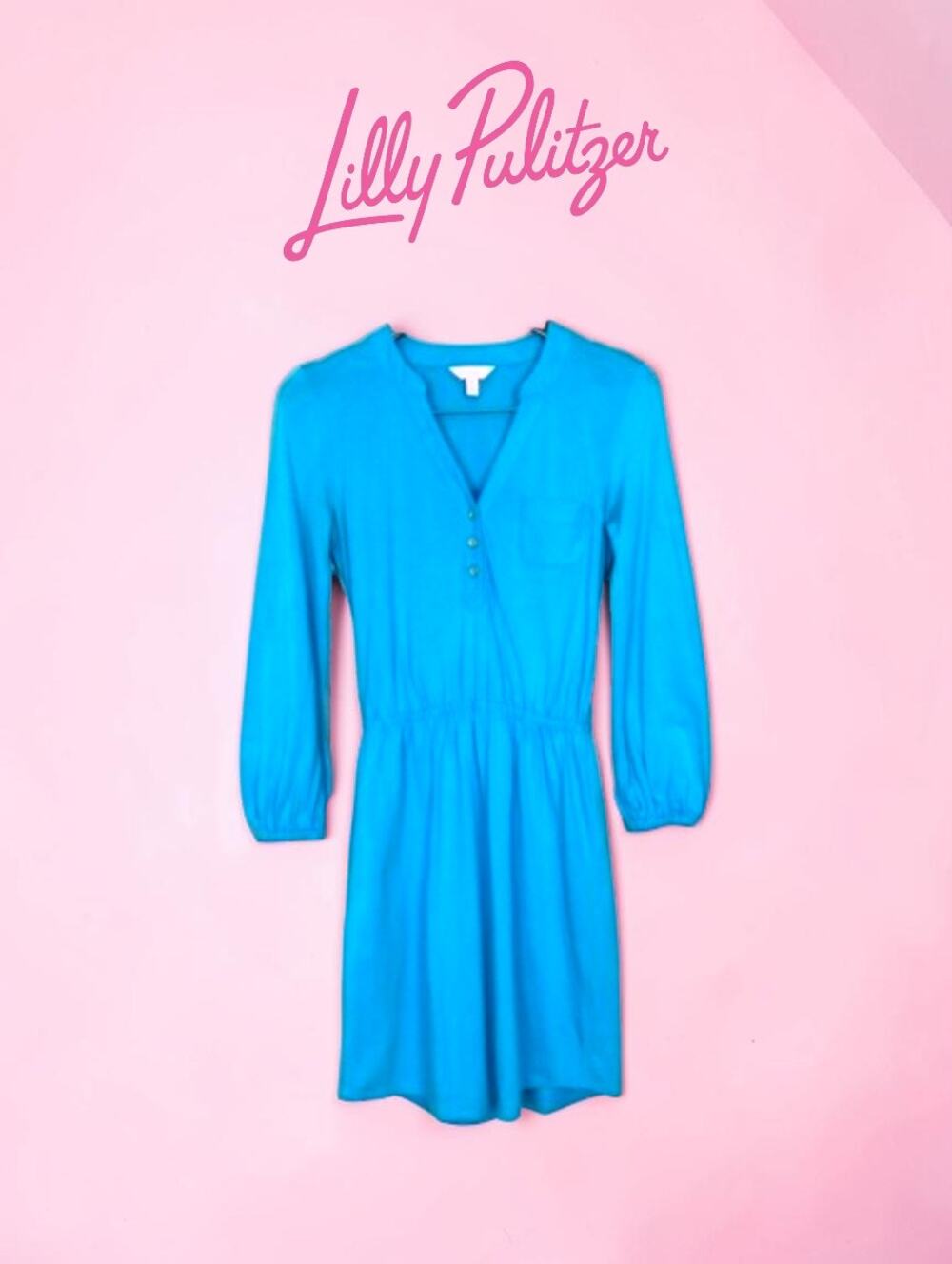NWT Lilly Pulitzer Blue V-neck Shirtdress  Beckett Shirt Dress Women’s XS